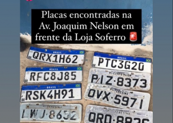 Placas de veículos são encontradas na Av. Joaquim Nelson após chuvas