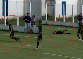 Jogador desmaia em campo durante partida entre Fluminense-PI e Caucaia no Piauí