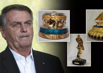 Bolsonaro incorporou ao seu acervo relógio de diamantes e estatueta de ouro