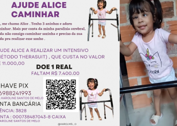 Campanha busca custear tratamento de menina com paralisia cerebral em Teresina