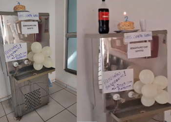 Sem funcionar há 2 anos, bebedouro de UBS ganha festa de aniversário em Teresina
