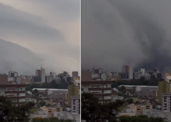 Vídeo: Nuvem 'engole' cidade gaúcha e dia vira 'noite'