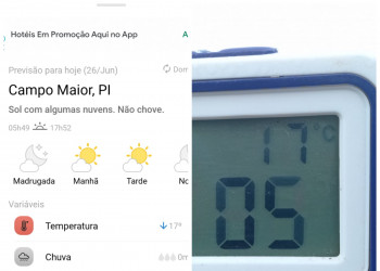 Campo Maior registra temperatura de 17 graus neste domingo (26)