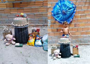 Menino que viralizou por comemorar aniversário com bolo de areia recebe doações