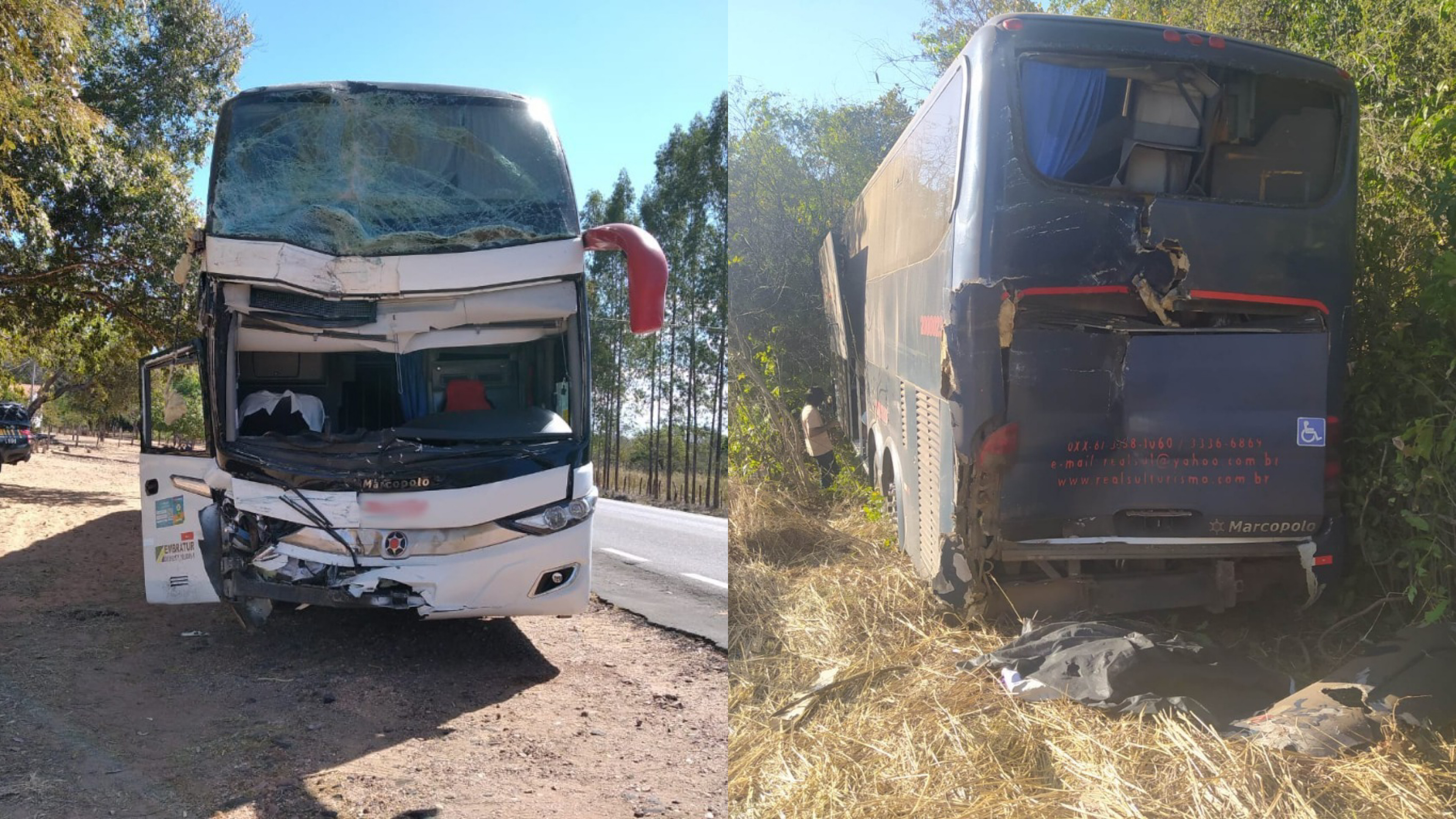 Três ônibus se envolvem em acidente na BR 135