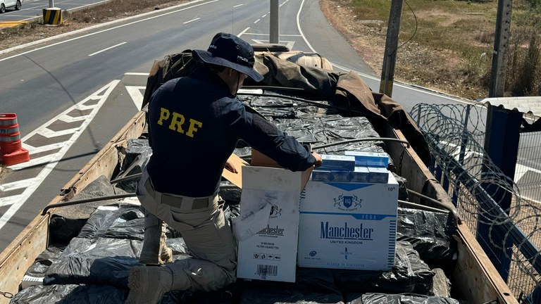 Carga de cigarros contrabandeados apreendida em José de Freitas