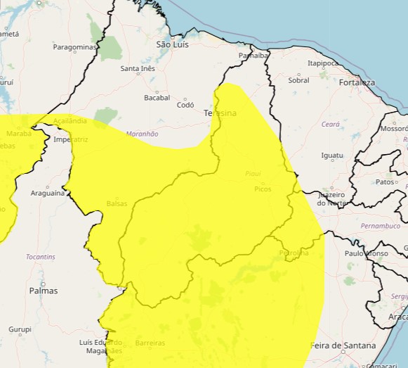 Alerta de chuvas intensas para o Piauí