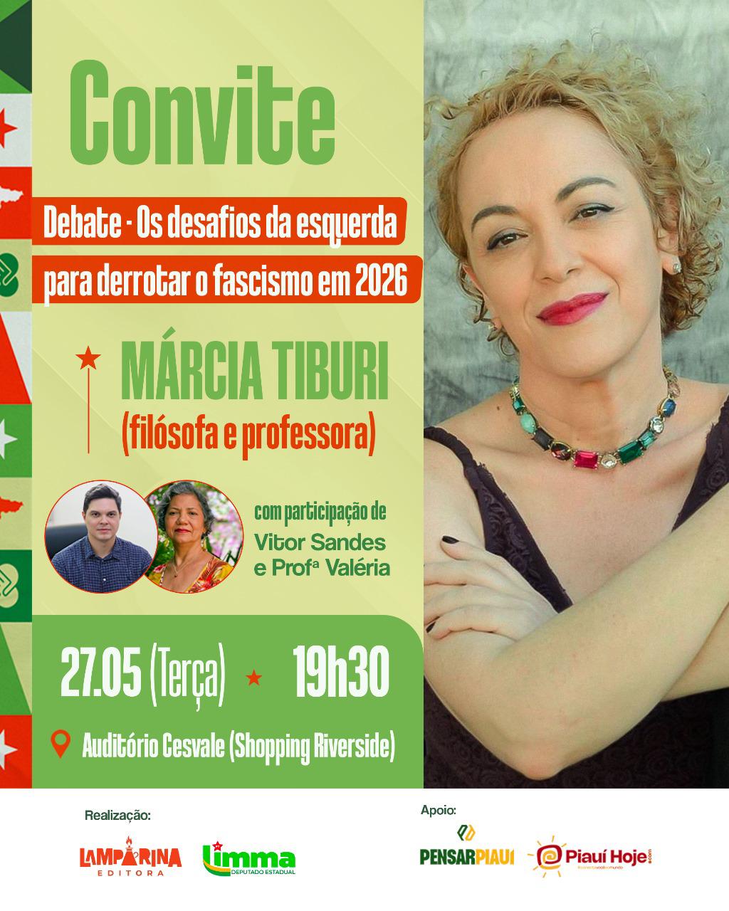 Márcia Tiburi participa de palestra em Teresina