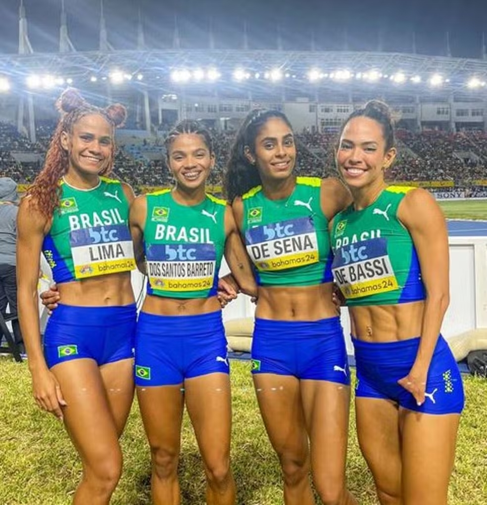 Time do Brasil no Mundial de Revezamentos 4 x 400m feminino nas Bahamas — Foto: Redes Sociais