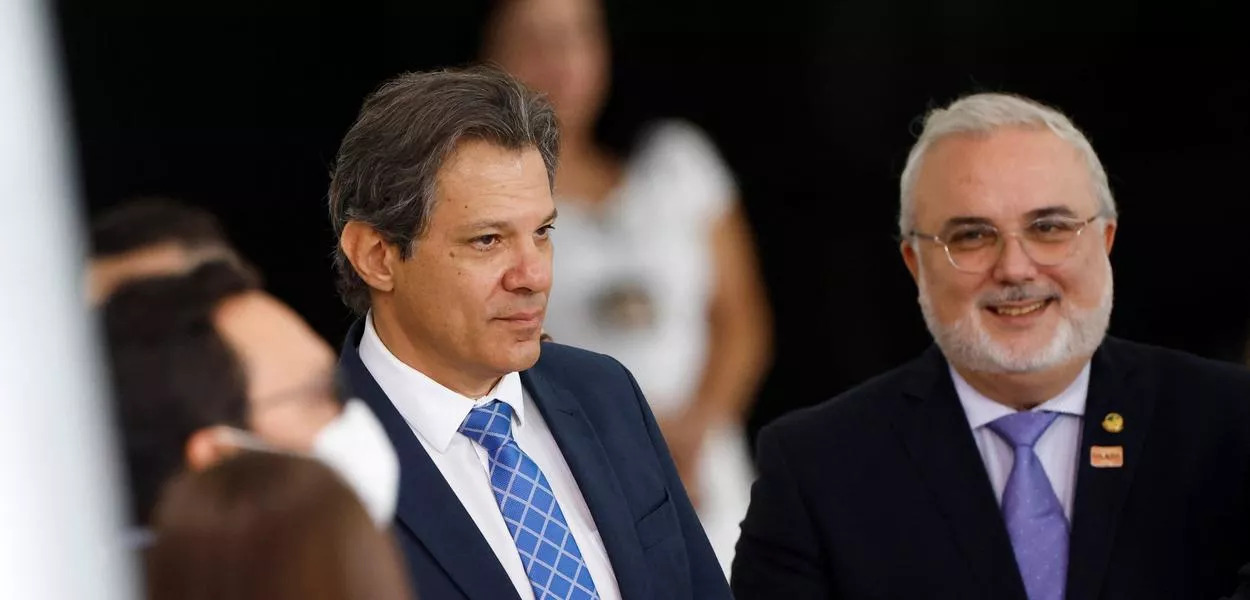 Ministro da Fazenda, Fernando Haddad, e o presidente da Petrobras, Jean Paul Prates