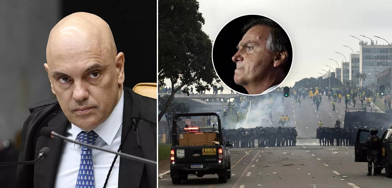 Alexandre de Moraes, invasores em Brasília em 8 de janeiro e Bolsonaro