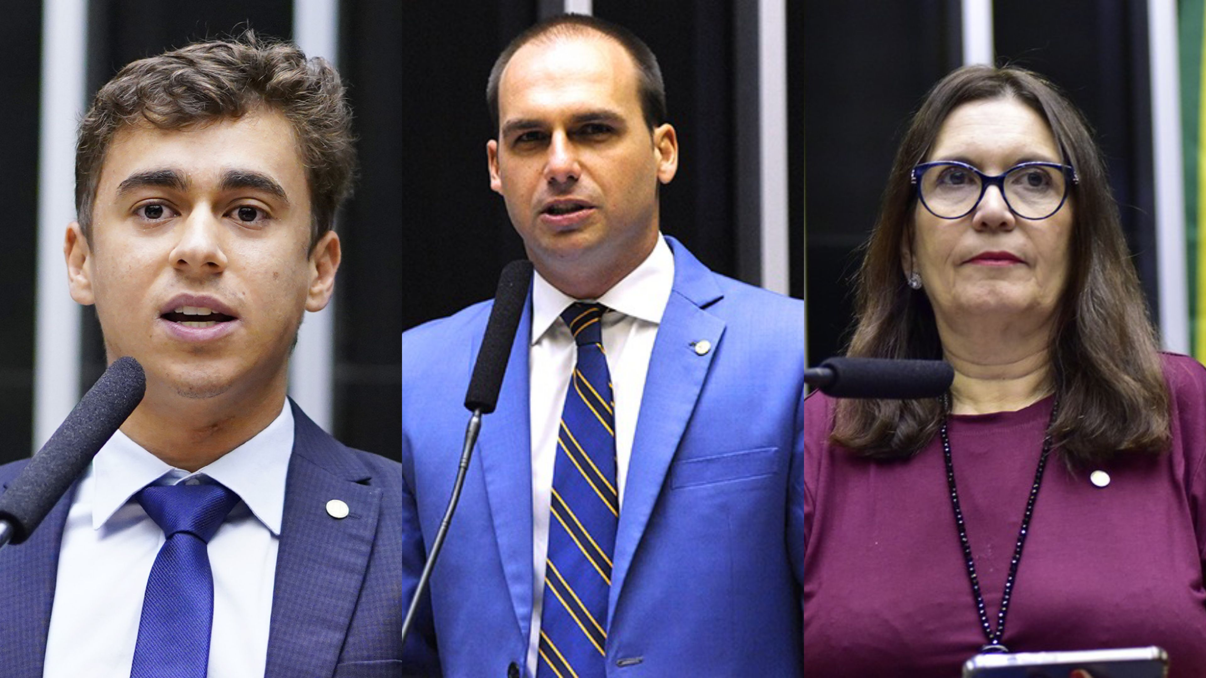 Eduardo Bolsonaro - PL/SP, Nikolas Ferreira - PL/MG e Bia Kicis - PL/DF