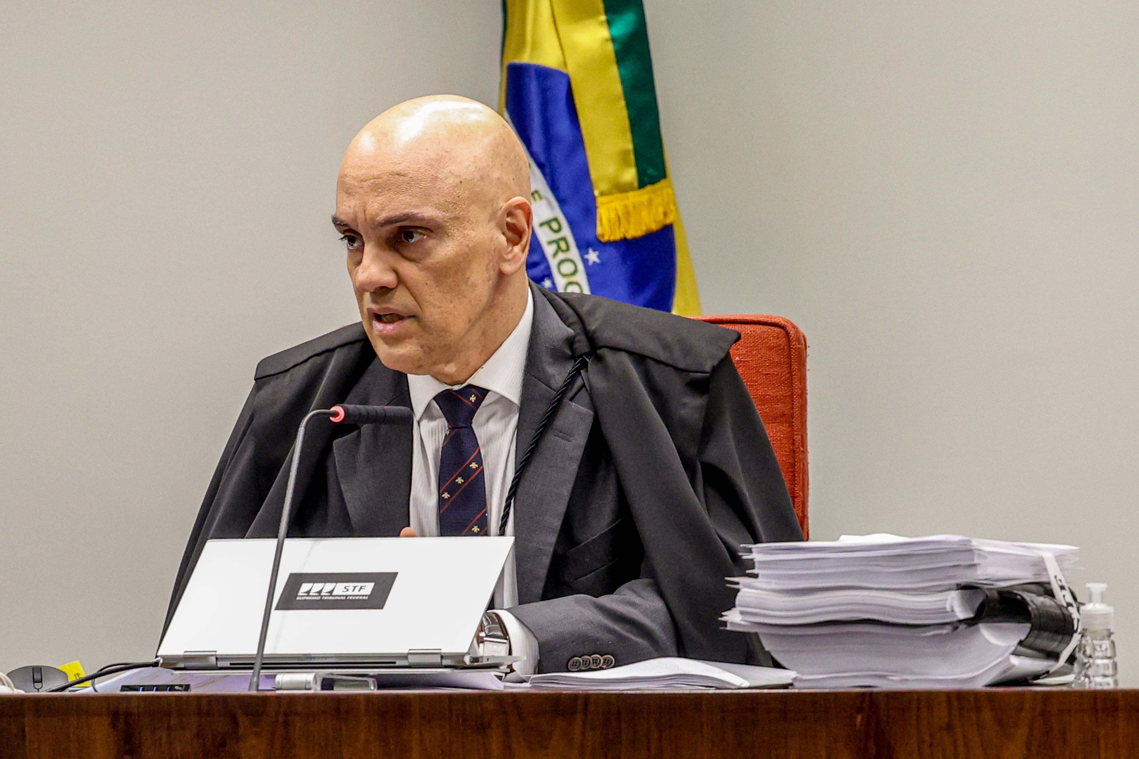 Ministro Alexandre de Moares durante julgamento na primeira turma do STF contra os irmãos Brazão