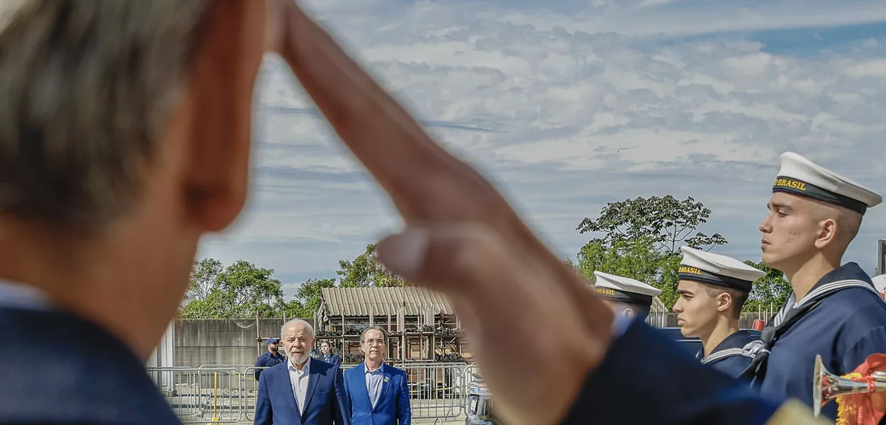 Presidente Luiz Inácio Lula da Silva durante cerimônia de lançamento da Fragata Tamandaré, no estaleiro Thyssenkrupp, em Itajaí, SC