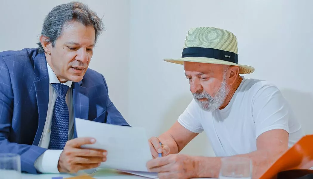 O ministro Fernando Haddad e o presidente Lula