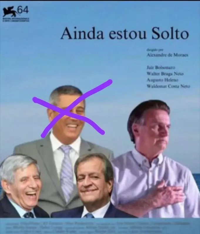 Meme de Braga Netto com Bolsonaro, Augusto Heleno e Valdemar Costa Neto