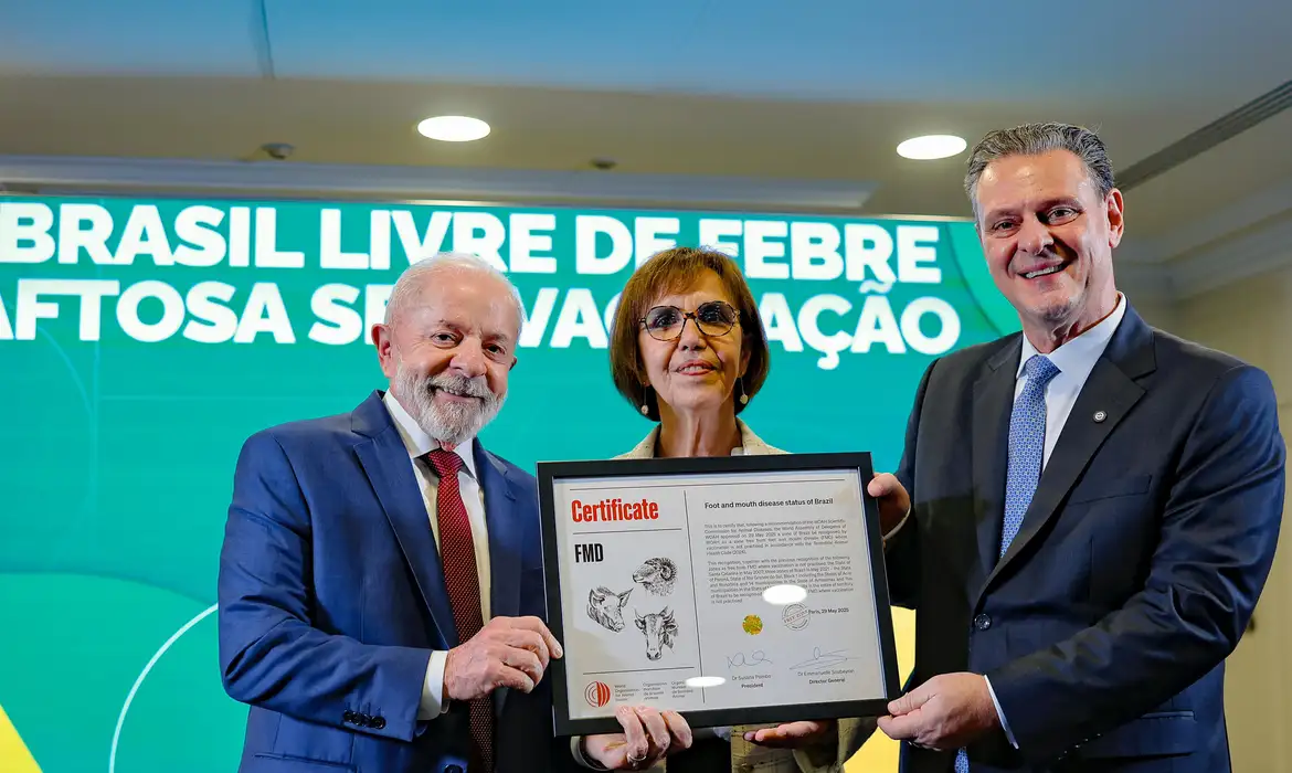 Presidente Luiz Inácio Lula da Silva recebe certificado de reconhecimento do status do Brasil