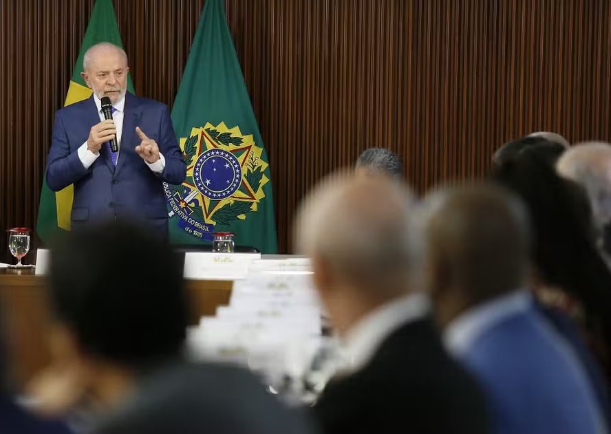 O presidente Lula durante Reunião Ministerial