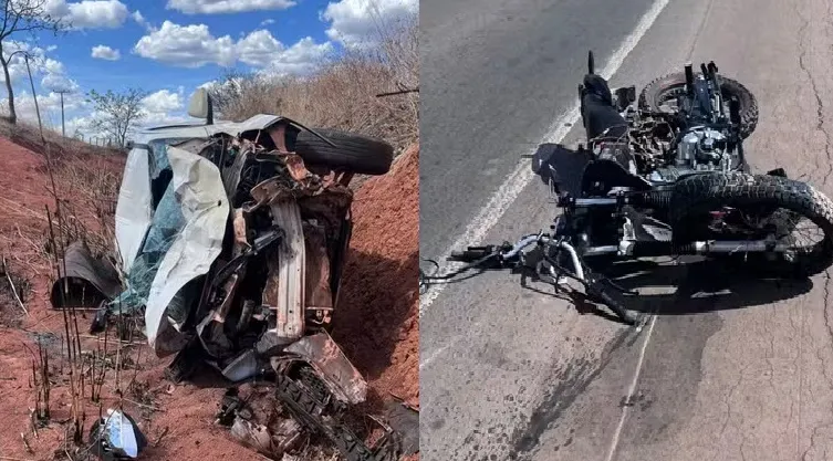 Colisão envolveu uma motocicleta e carro da Prefeitura em Monte Alegre