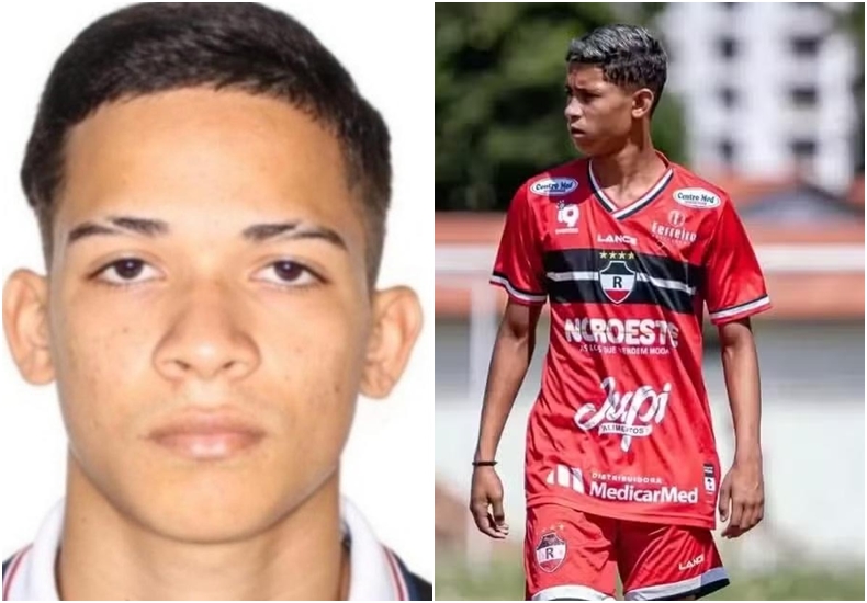 Ítalo de Souza Brito (à esquerda) é suspeito de matar Alex Mariano,que integrava a equipe Sub-16 do River Esporte Clube