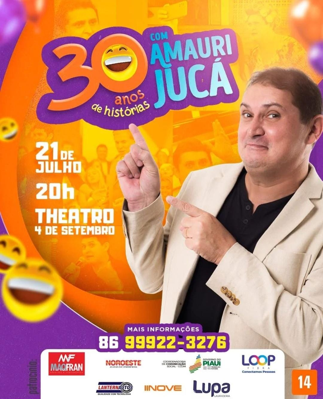Amauri Jucá celebrará 30 anos de carreira em show neste domingo (21), no Theatro 4 de Setembro