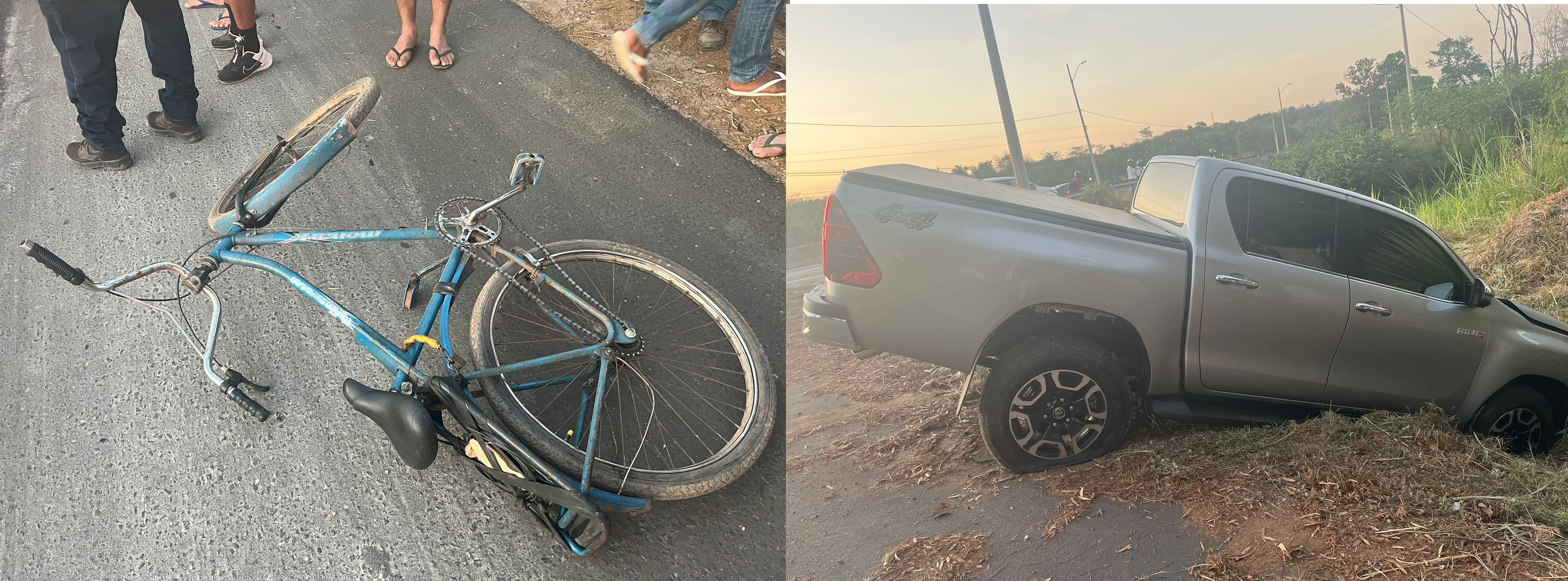 Bicicleta e carro envolvidos no acidente