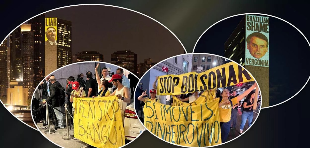 Bolsonaro é alvo de protesto em Nova York