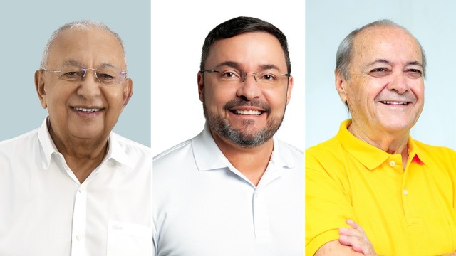 Candidatos Dr. Pessoa (PRD), Fábio Novo (PT) e Silvio Mendes (UB)