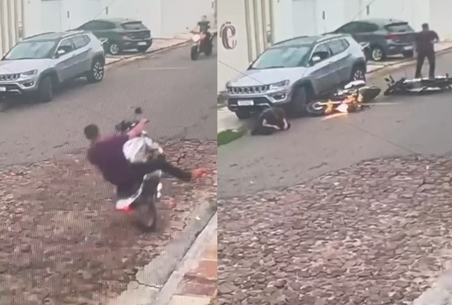A ação foi flagrada por câmeras de segurança
