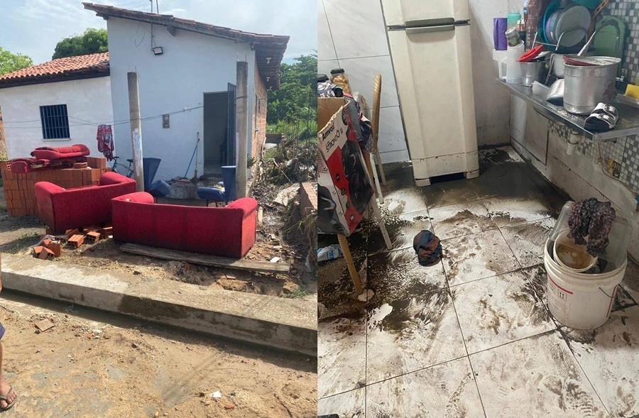 Família teve casa alagada durante chuva de 86 mm em Teresina