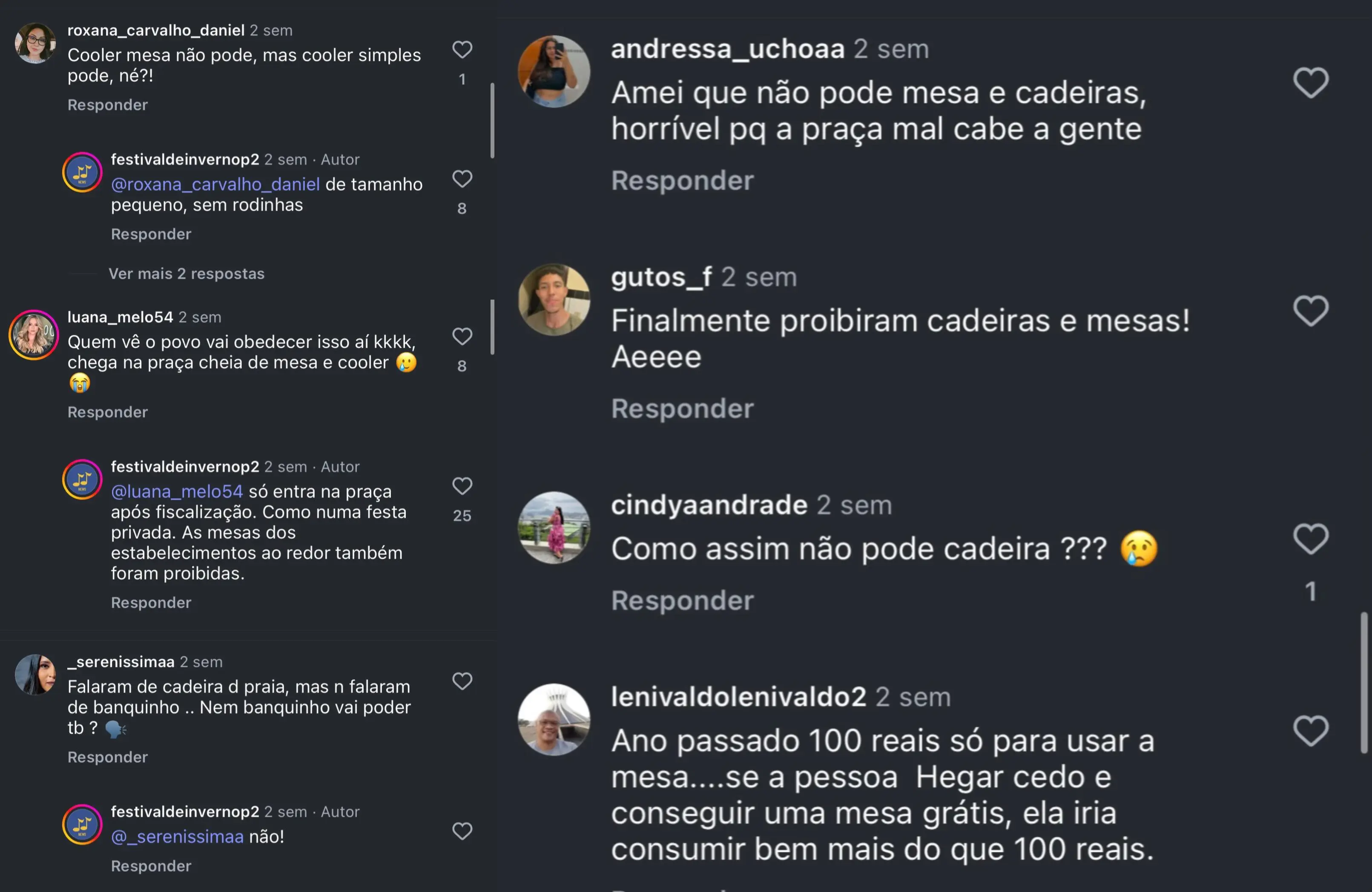 comentários no post do @festivaldeinvernop2