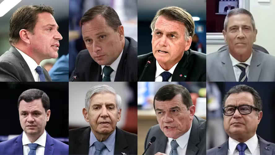 O 'núcleo crucial' da trama golpista - Alexandre Ramagem, Mauro Cid, Jair Bolsonaro, Braga Netto, Anderson Torres, Augusto Heleno, Paulo Sérgio Nogueira e Almir Garnier