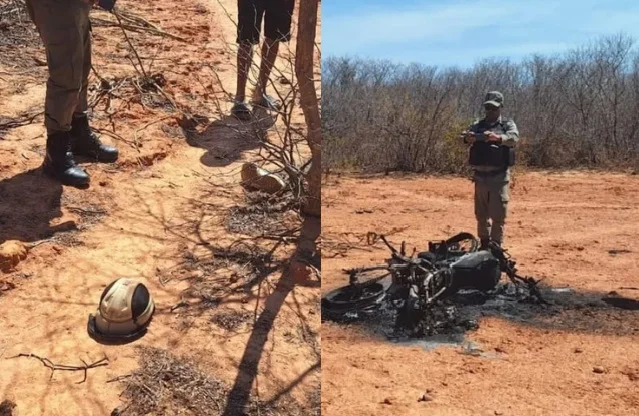 Corpo é encontrado ao lado de moto carbonizada Tamboril do Piauí