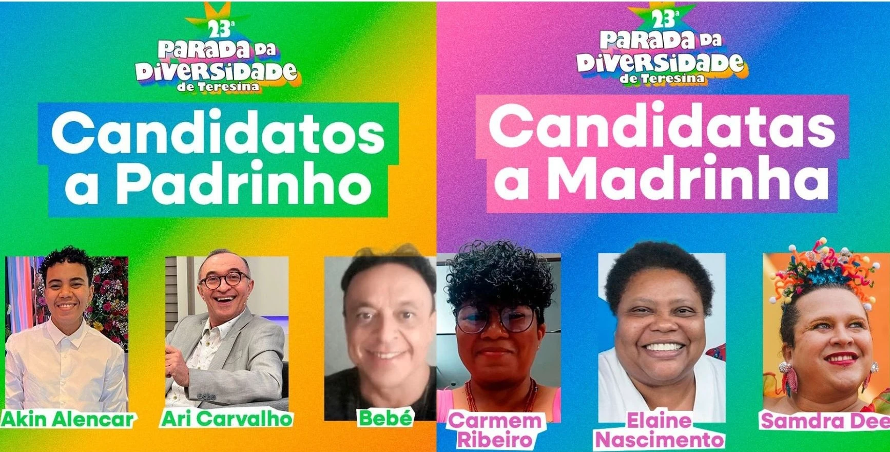 Votação para padrinho e madrinha da 23ª Parada da Diversidade acontece até dia 21 de setembro