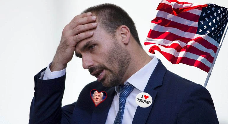 Eduardo Bolsonaro reage a bloqueio de contas e chama Moraes de “ditador” em rede social