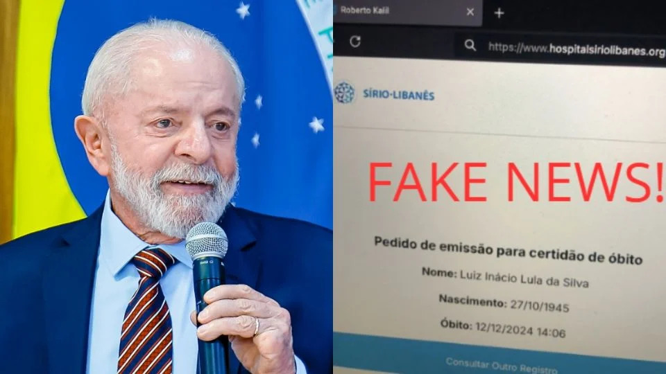 Imagem de pedido de atestado de óbito de Lula é falsa