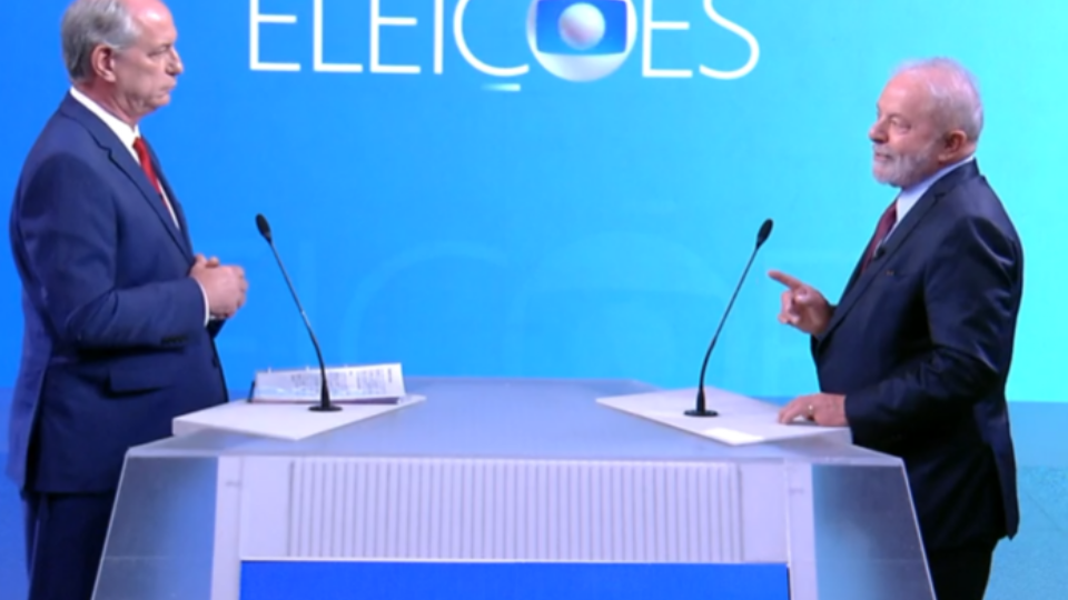 Lula e Ciro no debate da Globo