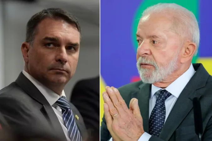 Flávio Bolsonaro e presidente Lula - pesquisa aponta derrota da direita em uma eventual disputa com o petista