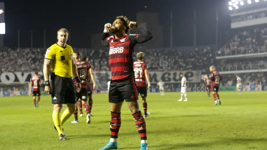 Gabigol em vitória do Flamengo sobre o Santos