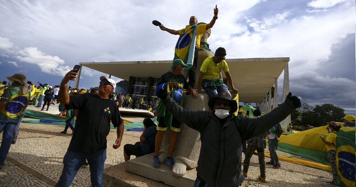 Atos golpistas em Brasília no dia 8 de janeiro
