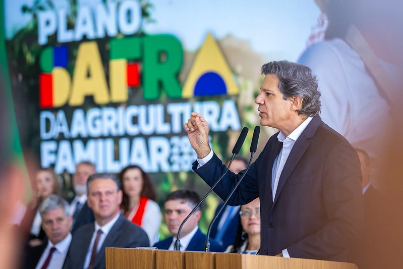 Ministro da Fazenda, Fernando Haddad, durante discurso no lançamento do Plano Safra
