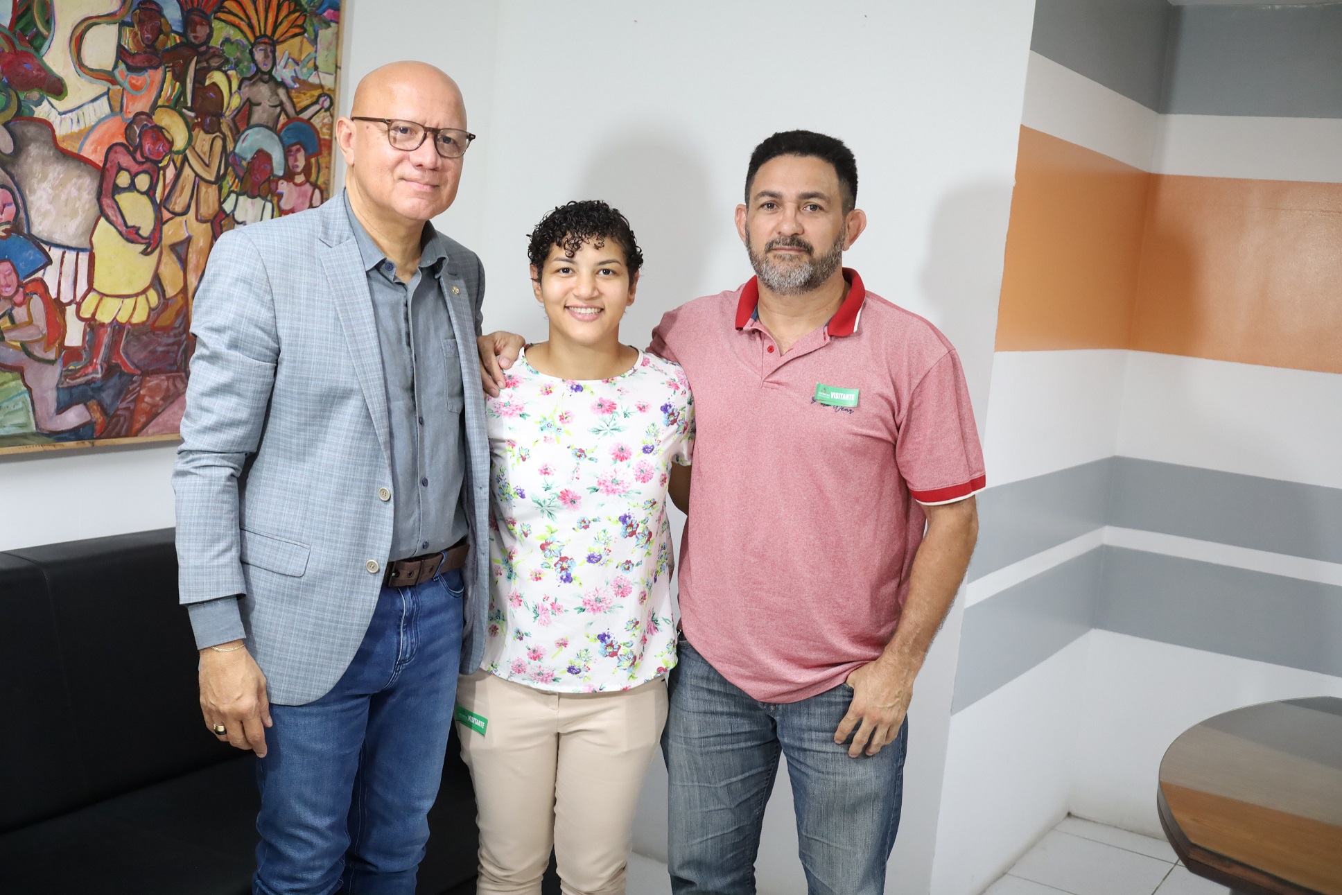 Franzé Silva, Sarah Menezes e Expedito Falcão, treinador da judoca