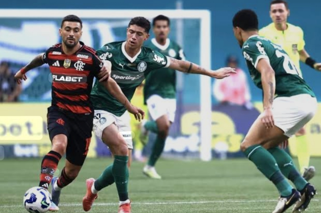 Os jogadores do Flamengo e Palmeiras fizeram uma partida de jogo duro