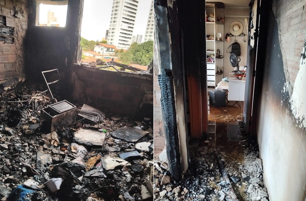 Apartamento fica parcialmente destruído em incêndio no bairro São Cristóvão