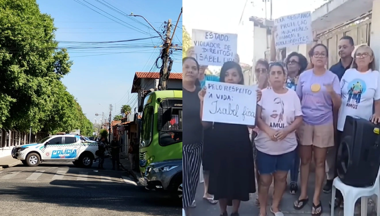 Polícia Militar está na frente da casa de dona Isabel para cumprir ordem de despejo
