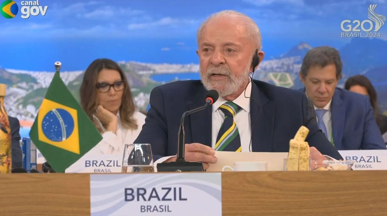 O presidente Luiz Inácio Lula da Silva na abertura da Cúpula do G20