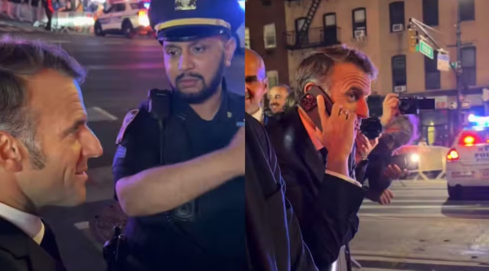 Emannuel Macron teve passagem bloqueada em Nova York