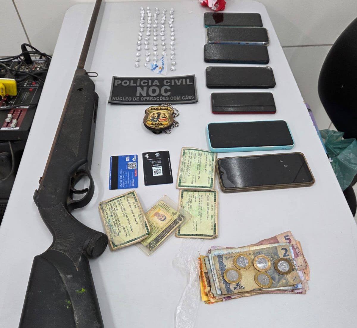 Material apreendido com o dono do motel