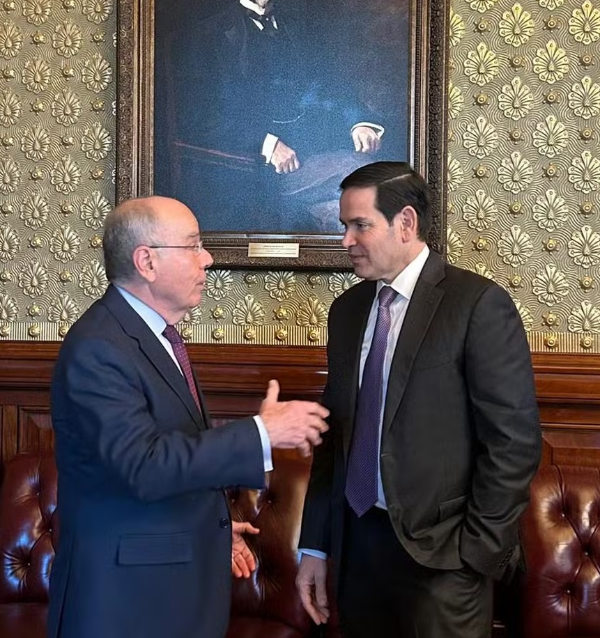 Mauro Vieira e Marco Rubio na Embaixada do Brasil em Washington, D.C.