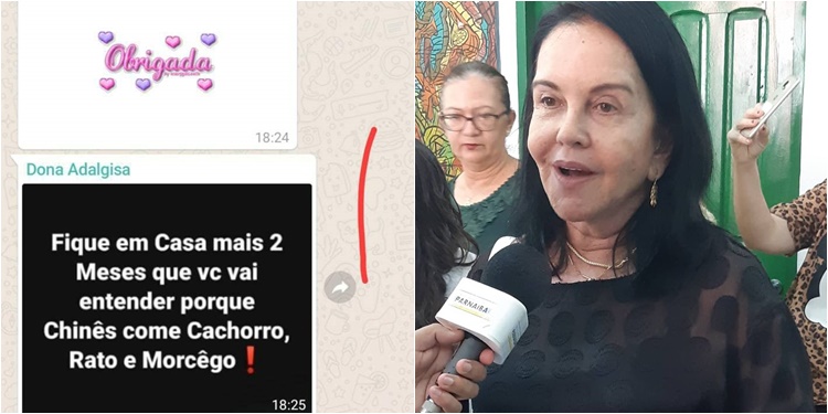 Adalgisa compartilha mensagem de cunho preconceituoso em grupos de whatsapp